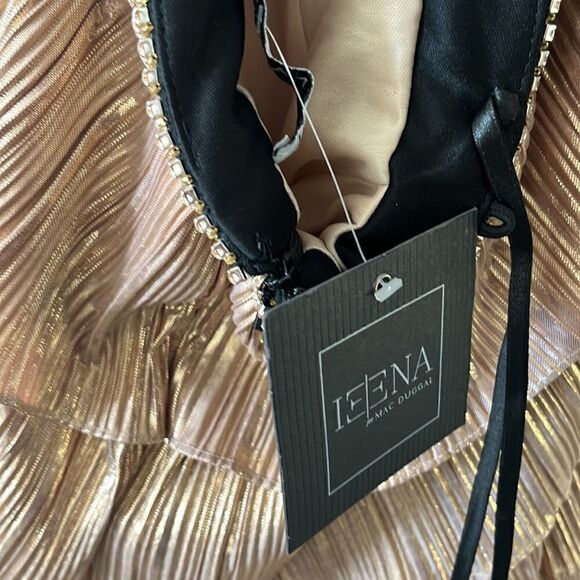 Mac Duggal NWT One-Shoulder Cutout Ruffle Tiered Gown Black/Gold Size 8 - Picture 12 of 13